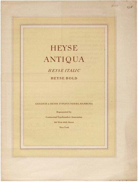 Heyse Antiqua, Heyse Italic, Heyse Bold