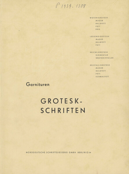 14 Garnituren Groteskschriften
