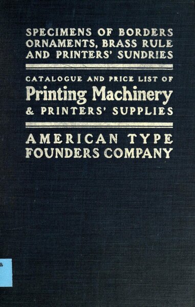 Catalogue and Price List of Printing Machinery