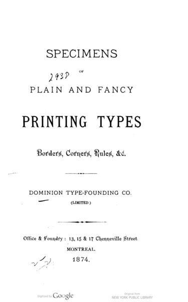 Specimens of plain and fancy printing types