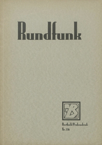 Die Reklameschrift Rundfunk nach Zeichnungen von Professor Behrmann, Berlin