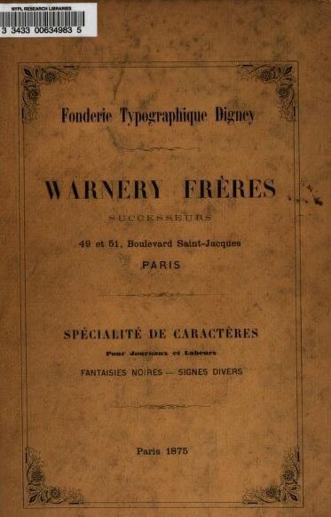 Fonderie Typographique Digney, Warnery Frères Successeurs
