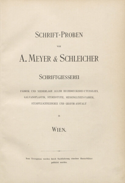 Schrift-Proben von A. Meyer & Schleicher
