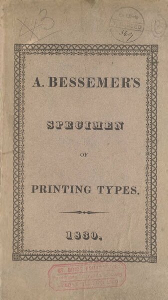 Specimen of the last modern cut printing types by A. Bessemer, Letter-Founder