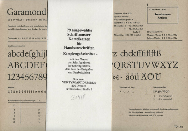 Typoart: 79 ausgewählte Schriftmuster-Karteikarten für Handsatzschriften