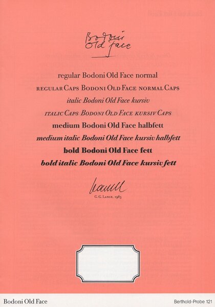 Probe 121: Bodoni Old Face