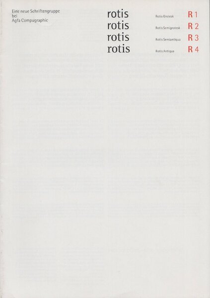 Rotis: Eine neue Schriftengruppe bei Afga Comugraphic