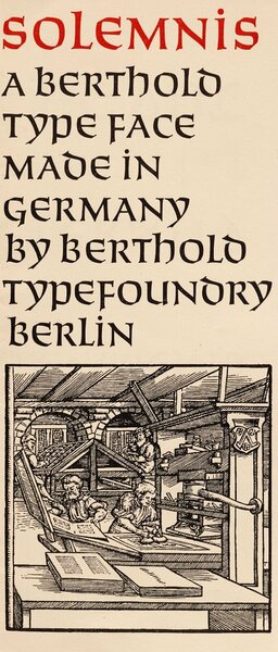 Solemnis: A Berthold Type Face Made in Germany by Berthold Typefoundry Berlin