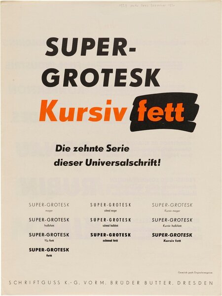 Super-Grotesk Kursiv fett