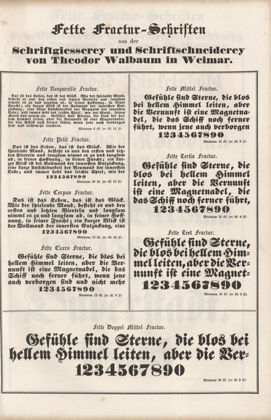 Schrift-Proben aus der Schriftgiesserey und Schriftschneiderey von Theodor Walbaum in Weimar