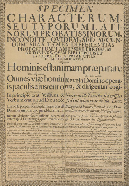 Specimen Characterum: Obgesetzter Schrifften Prob und Abguß findet man umb die Gebühr zu gissen, theils auch zu verkauffen / bey mir Johann Carl Edling, Schrifft giesser in Leipig