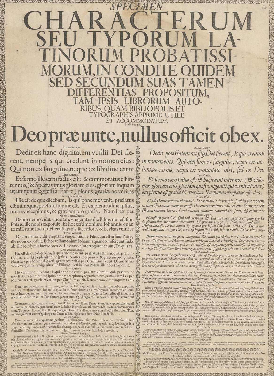 Specimen Characterum Seu Typorum Latinorum Probatissimorum, Incondite Quidem, Sed Secundum Suas Tamen Differentias Propositum, Tam Ipsis Librorum Autoribus, Quam Bibliopolis Et Typographis Apprime Utile Et Accomodatum // LLC2601