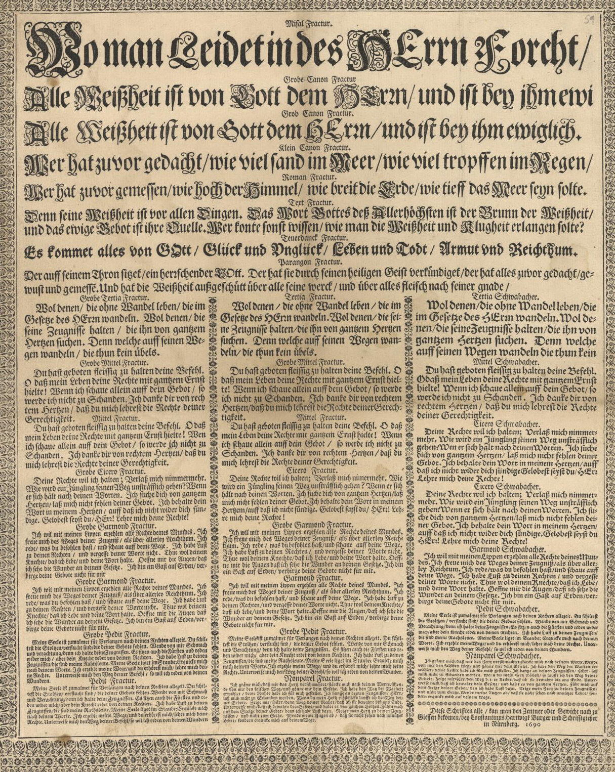 Diese Schriften alle, kan man den Zentner oder Gewicht nach zu Giessen bekommen / bey Constantinus Hartwigk Burger und Schriftgießer in Nürnberg 
