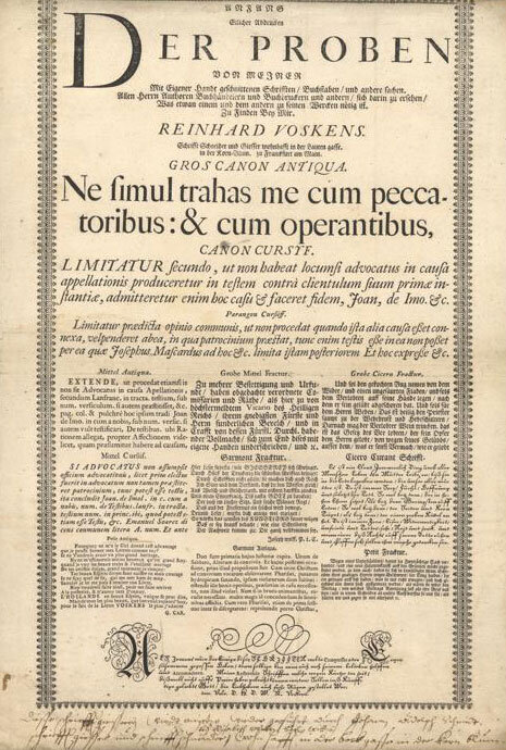 Anfang Etlicher Abdrucken der Proben von meiner Mit Eigener Handt geschnittenen Schrifften, Buchstaben, und andre Sachen // LLC2584