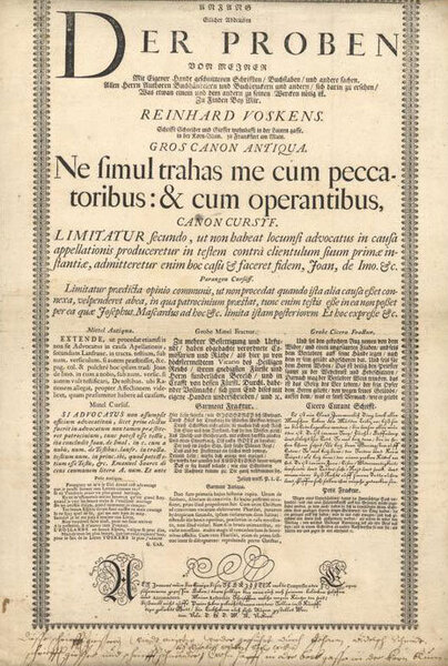 Anfang Etlicher Abdrucken der Proben von meiner Mit Eigener Handt geschnittenen Schrifften, Buchstaben, und andre Sachen