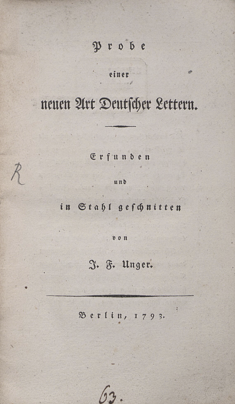 Probe einer neuen Art Deutscher Lettern 