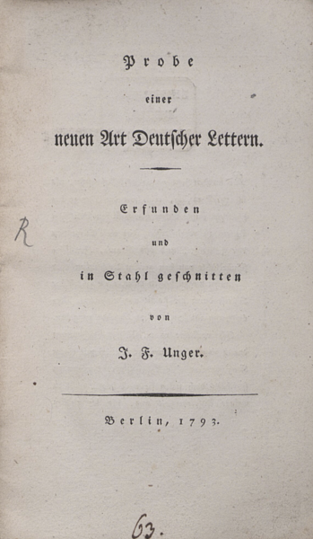 Probe einer neuen Art Deutscher Lettern