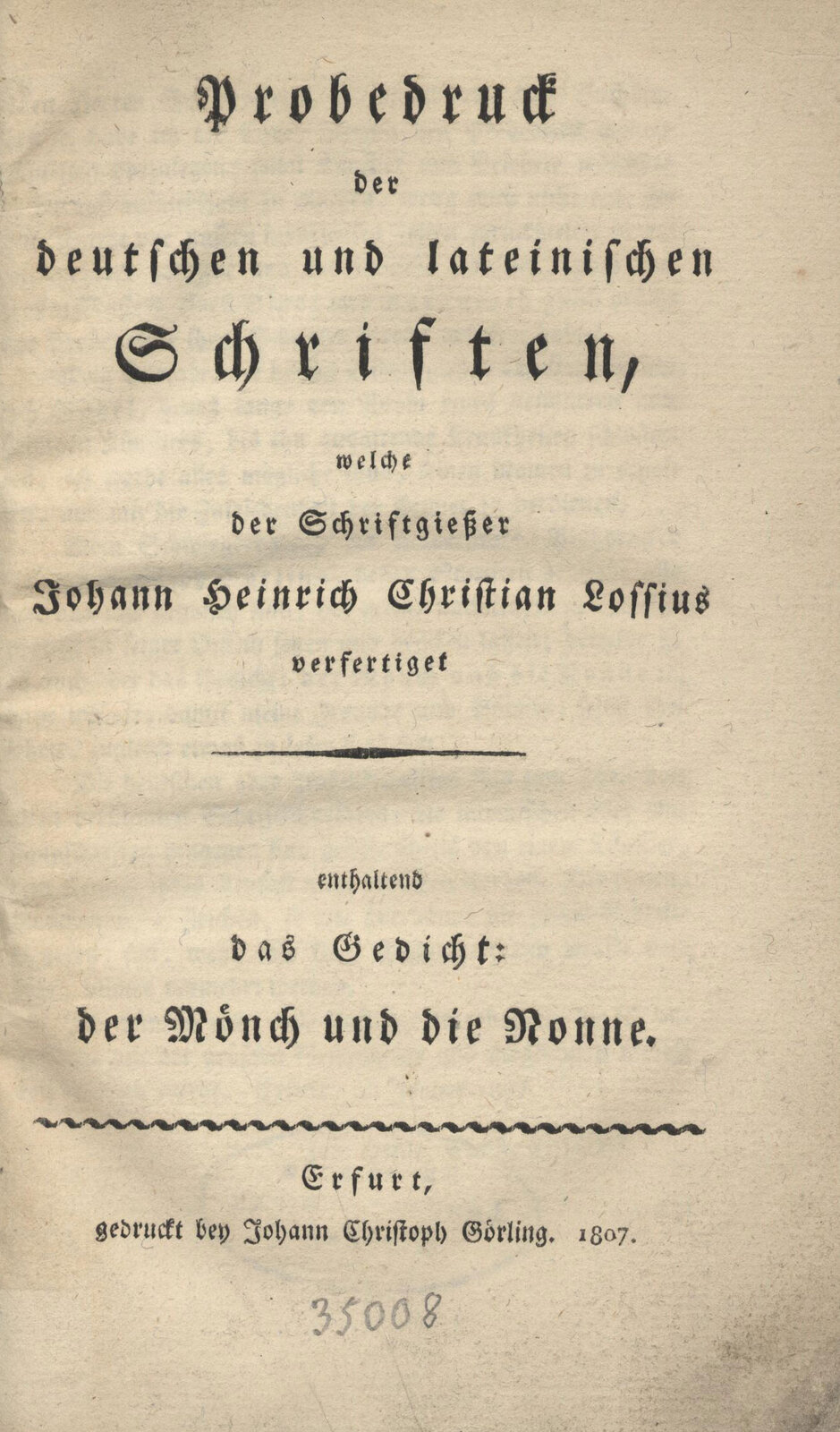 Probedruck der deutschen und lateinischen Schriften 