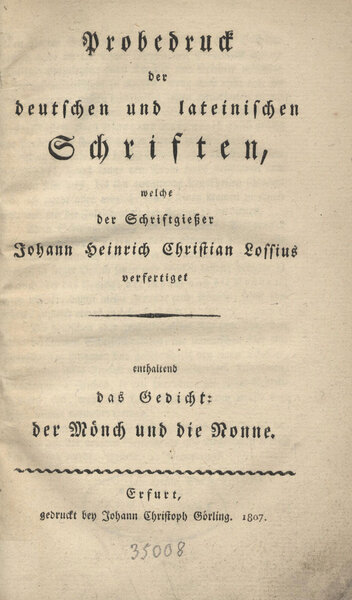 Probedruck der deutschen und lateinischen Schriften